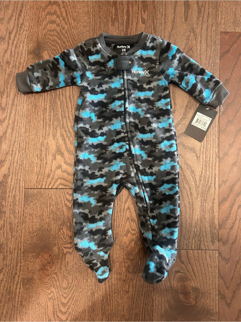 NWT Hurley Size 6 month Baby Boy's Fleece Sleeper